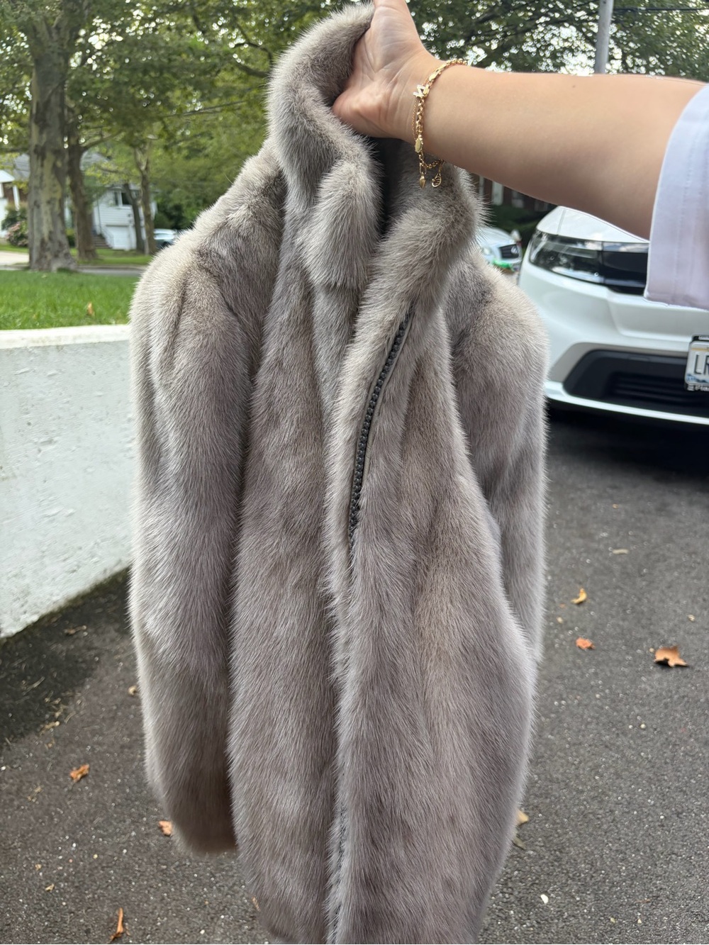 Ted Lapidus Gray Fur Zip Jacket - Women's - Picture 6 of 14